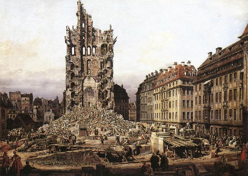 BELLOTTO, Bernardo The Ruins of the Old Kreuzkirche in Dresden gfh